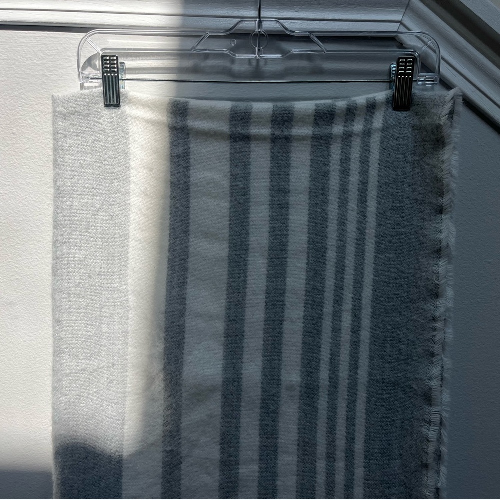 Gray Striped Blanket Scarf